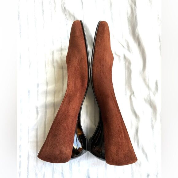 Salvatore Ferragamo brown Suede Tortoise Heels women’s size‎ 7- 3A Italy - Picture 6 of 12